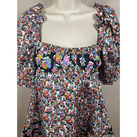 FOR LOVE & LEMONS Hudson Floral Puff Sleeve Mini Dress Size XS - Picture 4 of 8